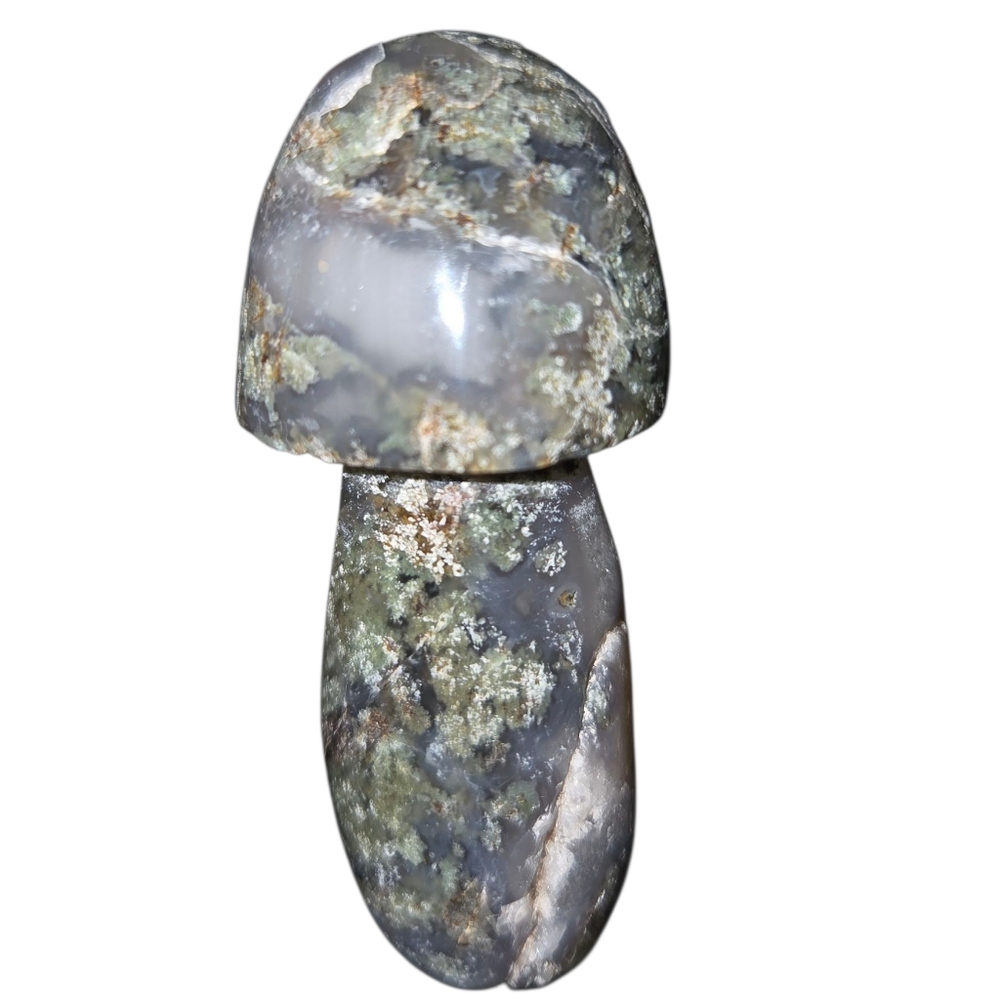 Moss Agate Mushroom Carving NEW